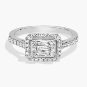 Diamond Halo Cluster Ring In 14K White Gold (1/2 Ct. Tw.)
