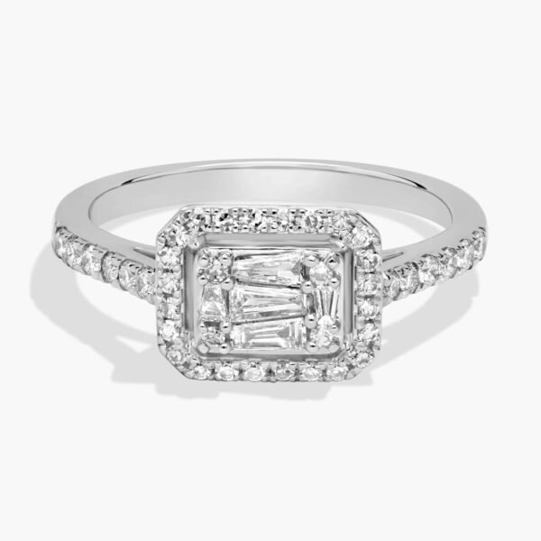 Diamond Halo Cluster Ring In 14K White Gold (1/2 Ct. Tw.)