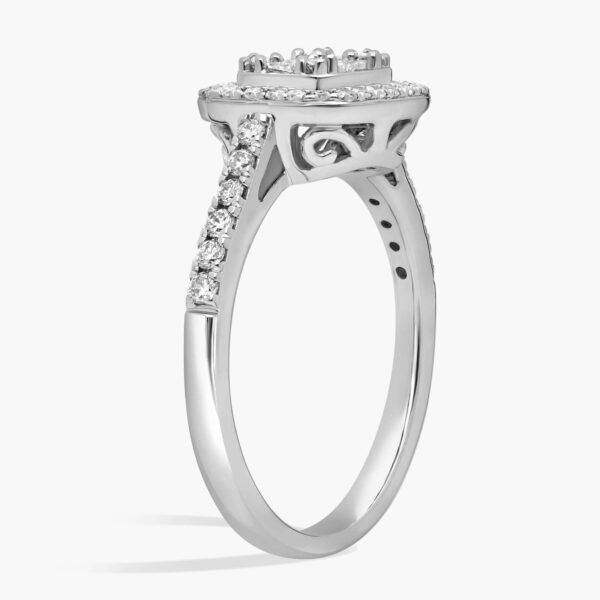 Diamond Halo Cluster Ring In 14K White Gold (1/2 Ct. Tw.) - Image 2