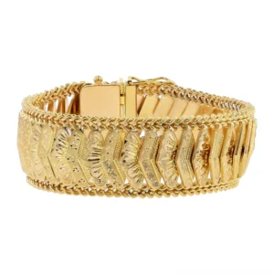 18K YELLOW GOLD 18MM WIDE ENGRAVED 7" BRACELET