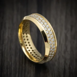 10K Yellow Gold Men's Ring with Eternity Lab Diamonds