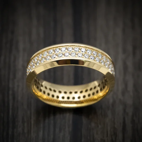 10K Yellow Gold Men's Ring with Eternity Lab Diamonds - Image 3