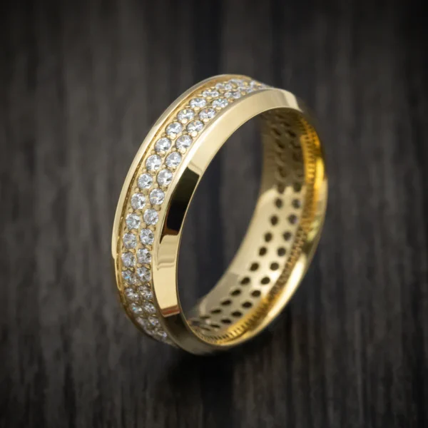 10K Yellow Gold Men's Ring with Eternity Lab Diamonds - Image 4